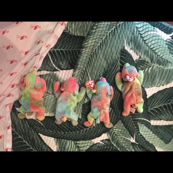 4 NW TY BEANNIE BABY TIE DYE BEARS - Picture 8 of 9